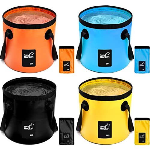 Tessco for you 5 Gallon Collapsible Buckets, Blue, Yellow, Orange, Black