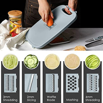 HI NINGER Collapsible Cutting Board with Colander, 9-In-1 Multi Chopping Board Kitchen Vegetable Washing Basket for Camping Gifts Camping Accessories for RV Campers - color: Gray