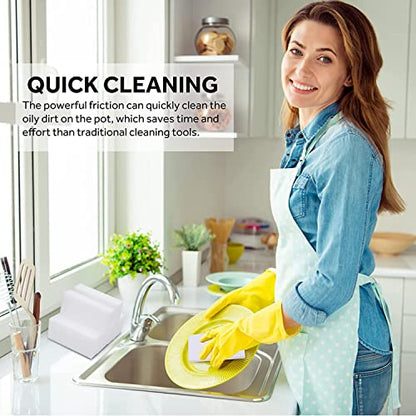 100Pack Magic Sponge Eraser, Melamine Sponge Foam, Non-Scratch Heavy Duty Kitchen Scrub Pads, Multi-Functional Household Cleaning Sponges for Dish, Bathroom, Bathtub, Sink, Cup, Wall Cleaner - color: 100pack