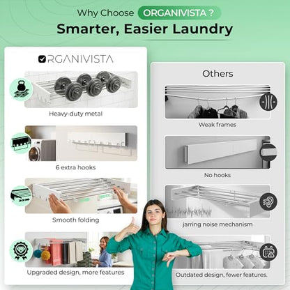 Wall Mounted Drying Rack Foldable for Laundry Clothes Drying Rack 28"