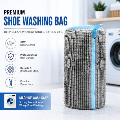 GEWON Shoe Washing Machine Bag for Sneakers, 360° Deep Cleaning, 2 Shoe Bags, 4 Dust Bags - color: Grey