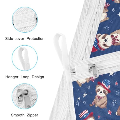 Mesh Laundry Bags Lingerie Bags for Washing Delicates 2 PCS Durable Wash Bag with Zipper Small and Medium Washable 4th July Sloths Blue - color: 4th July Sloths Blue