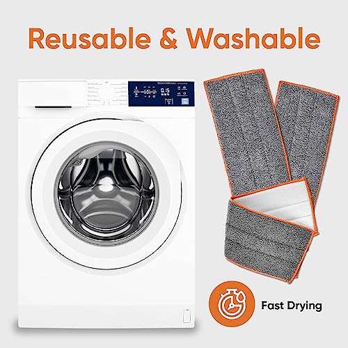 Superio Microfiber Mop Pads, Refill for Miracle Mop, Replacement Head With Velcro, 16 Inch Refill for Flat, Spray Mop Set - Grey - size: Mopping Pad