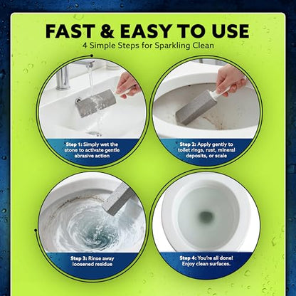 PUMIE Pumice Stone Toilet Bowl Cleaner (6-Pack) - Pumice Stone with Handle - Heavy Duty Toilet Bowl Scrubber for Rings, Bowls, Hard Water Stains, Lime, Rust, Sink - Includes Handle for Easy Use - size: 6 Count (Pack of 1)