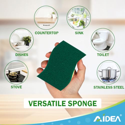 AIDEA Sponges Kitchen-24Count, Heavy-Duty Scrub Sponges, Sponges for Dishes - color: Light-green