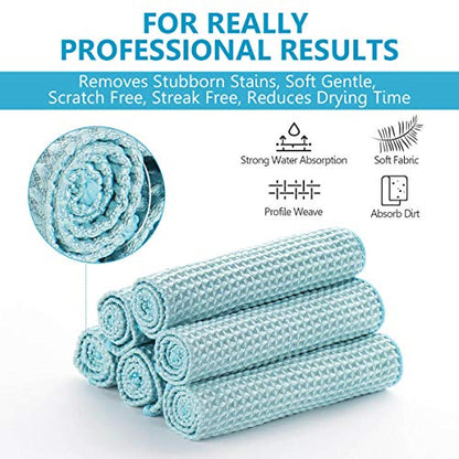 8 Pack Waffle Weave Microfiber Towels,Premium 3D Mesh Waffle Weave Quick Drying Towel for Car Detailing,All-Purpose Streakless Microfiber Cleaning Cloth Kitchen Dish Rags,12 x 12 Inches,Blue - color: Blue