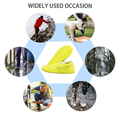 VBoo Waterproof Silicone Non-Slip Rain Shoe Covers - color: Yellow, size: Medium