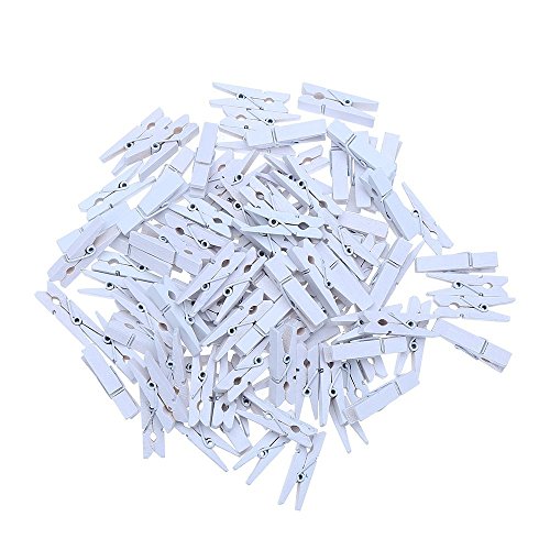 DECORA 3.5cm Sturdy White Wooden Mini Clothespin Photo Clips Pack of 100 - color: White, size: 3.5cm/100pcs