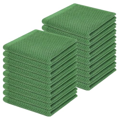 Homaxy 100% Cotton Waffle Weave Kitchen Dish Cloths 18-Pack, Grass Green - color: Grass Green, size: 12 X 12 - 18 Pack