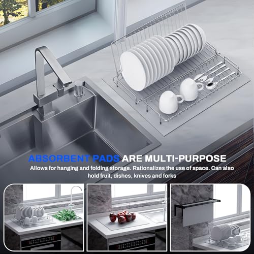 Small Dish Drying Rack Stainless Steel Collapsible - size: 11.6"Wx15.7"L