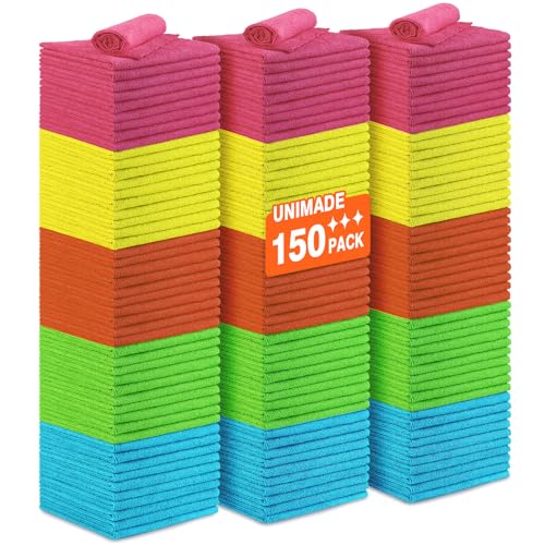 UNIMADE Microfiber Cleaning Cloth, 150PK Reusable Shop Rags Bulk - color: Multicolor, size: 150PK