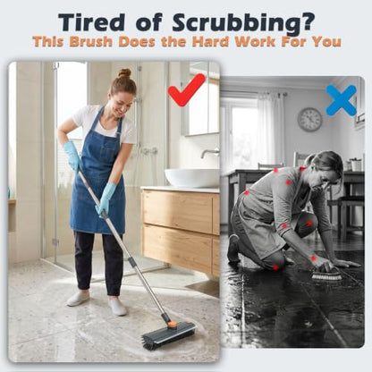 Masthome 3 in 1 Floor Scrub Brush with Long Handle 53.7" - color: Gray