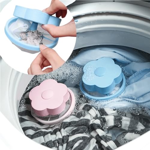 2pcs Random Color Laundry Hair Catcher & Pet Fur Remover, Reusable Floating Lint Mesh Bags for Washing Machines (Random Color) - color: Random Color