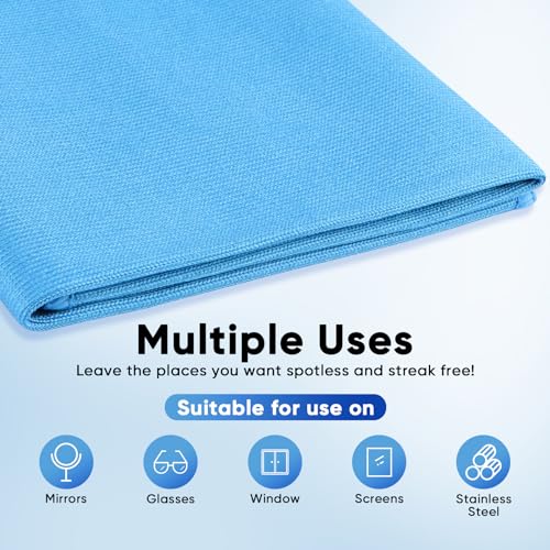 HOMEXCEL Glass Cleaning Cloths 6PK, Streak Free Towel for Windows, 14x16in - color: Blue, size: 14 x 16 Inch