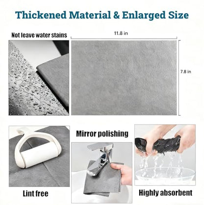 Thickened Magic Cleaning Cloths - 10 Pack Premium, Streak/Lint/Scratch-Free for Cars, Ultra-Absorbent Reusable Rags for Screens, Glass, Windows, Kitchen & Mirror, Durable, Gray (11.8''x 7.8'')