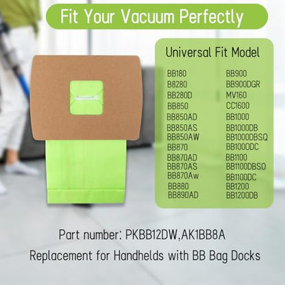 6pcs Type BB Compact Canister Bags Replacement for Oreck XL Canister Vacuum