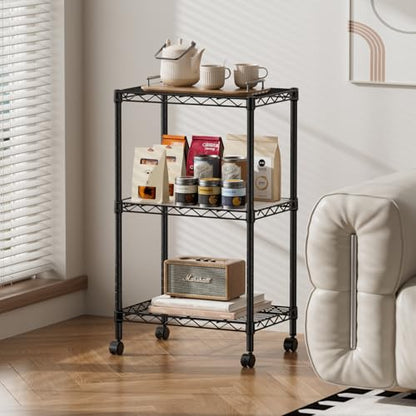 SINGAYE Small Shelves Kitchen Storage Shelf Wire Shelving Metal Adjustable - color: Black, size: 3 Tier 11.6"Dx17.6"Wx30"H