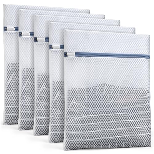 Durable Mesh Laundry Bags 5-Pack (12x16 Inch) Delicates Protector for Lingerie & Baby Clothes - size: M5