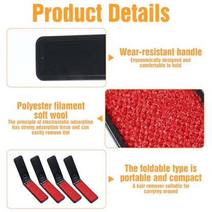 4 Pack Foldable Lint Brush for Clothes, Portable Travel Size Lint Remover Brush Reusable Mini Lint Remover Brushes Compact Lints Removal Tool for Sofa Clothes Pet Hair