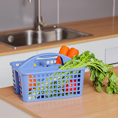 Portable Shower Caddy Basket Plastic Storage Basket with Compartments Blue - color: Blue