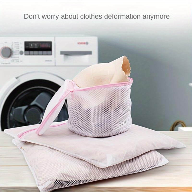 4Pcs Mesh Laundry Bags with Zipper, Durable Wash Bags for Delicates, Bras, Lingerie, Socks and Underwear, Protective Laundry Organizer Bags for Washing Machine and Travel Storage