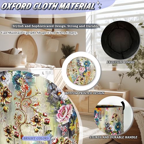 Beautiful Floral Laundry Basket Oxford Cloth Hamper 18.9"x16.5" - color: Beautiful Floral Flower