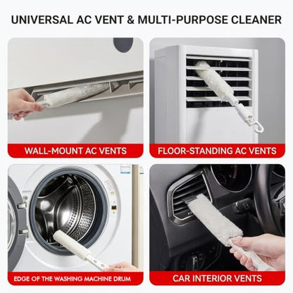 5-in-1 Window Blind Duster with 2 Microfiber Sleeves, Detail Cleaning Brush for Air Conditioner Vent, Shutter, Fan Blade, Keyboard, Nozzle - color: White 5-in-1 Brushes+5 Clothes
