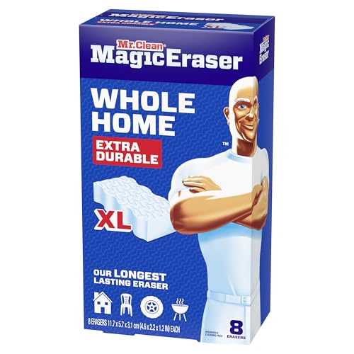 Mr. Clean Magic Eraser Sponge, All Purpose Cleaner, Long Lasting Cleaning Scrubber, Wall, Sneaker, Oven, Kitchen, Bathroom, Shower Cleaner, Cleaning Supplies, Whole Home Extra Durable XL, 8ct - size: 8 Count