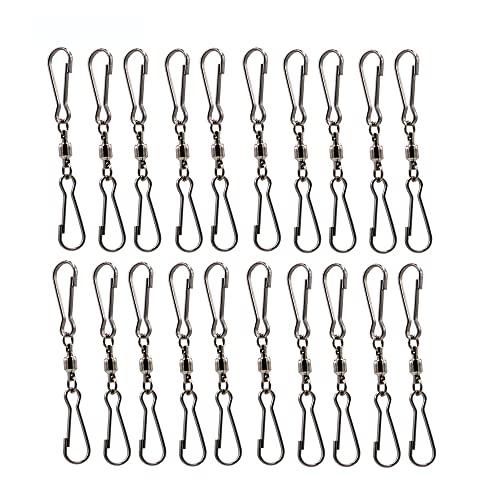 LGEGE 20PCS Smooth Spinning Dual Clip Swivels Wind Spinner Hangers Spiral Tails Twisters Wind Socks, for Spinning windsocks and Any Kites, Flower pots, Plants, Bird feeders, Solar Lights, Flags