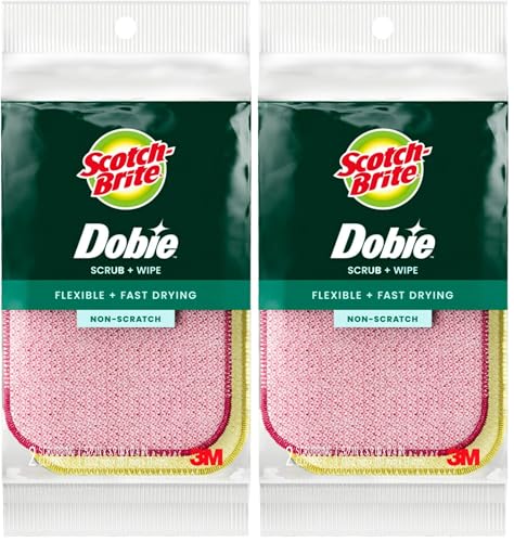 Scotch-Brite Dobie Sponge Cloths | Scrub & Wipe | Non-Scratch | Absorbent | 2 Pack - size: 1 Count (Pack of 2)
