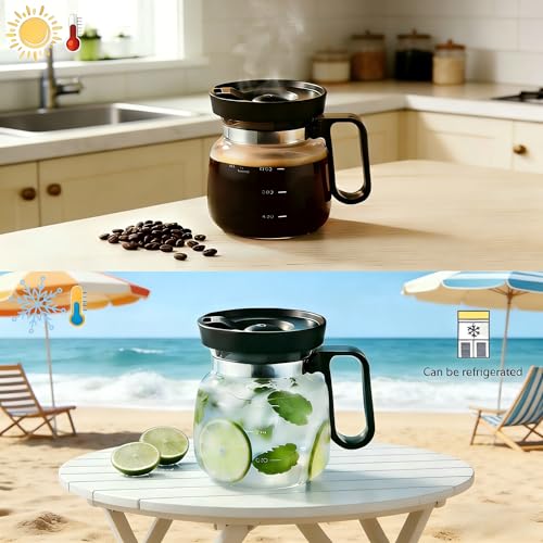 16 Oz Glass Coffee Pot Mug, Heat Resistant Clear Cup with Handle & Spill-proof Lid, Large Capacity Ultra Portable Travel Office Mug, Comes with Straw & Cleaning Brush, Ideal Gift for Coffee Lovers