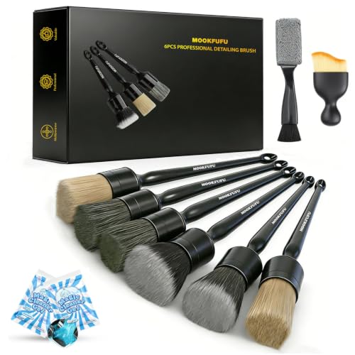 Car Detailing Brush, 10PCS Ultra Soft Boars Hair Car Interior Exterior Detailing Brushes, Scratch-Free Car Cleaning Dust Brush for Dashboard, Emblem, Air Vents, Wheels, Leather Seat - color: 10 Pcs(with 2 Car Cleaning Gel)