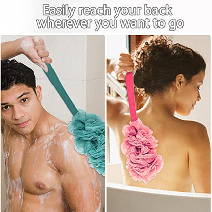 Evmliy Back Scrubber for Shower, Loofah Sponge Brush Exfoliating Body, Long Handle Scrub Brush for Shower with Loofah on a Stick for Back Use, Bathing Accessories Body Brushes (2Pack) - size: 2Pack