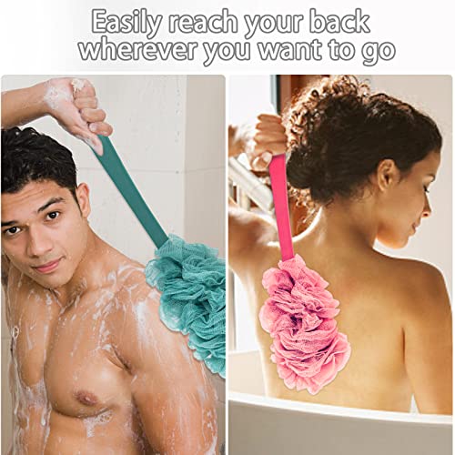 Evmliy Back Scrubber for Shower, Loofah Sponge Brush Exfoliating Body, Long Handle Scrub Brush for Shower with Loofah on a Stick for Back Use, Bathing Accessories Body Brushes (4Pack) - size: 4Pack