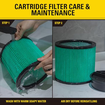 Stanley HEPA Cartridge Filter Fits Most 5–18 Gal Wet/Dry Vacuums 08-2566H - style: HEPA Cartridge Filter