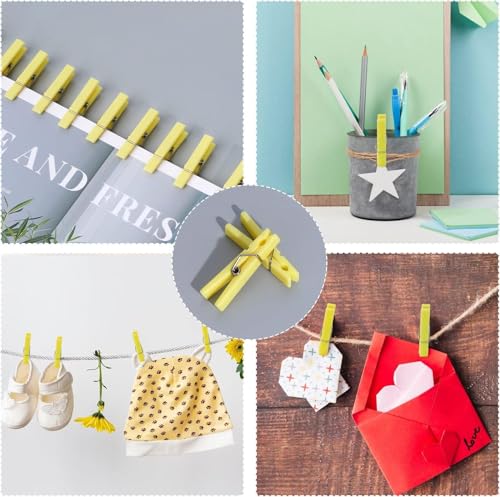 60Pcs Mini Clothespins for Baby Shower Games Yellow Clothes Pins 1.4 Inch - color: Yellow