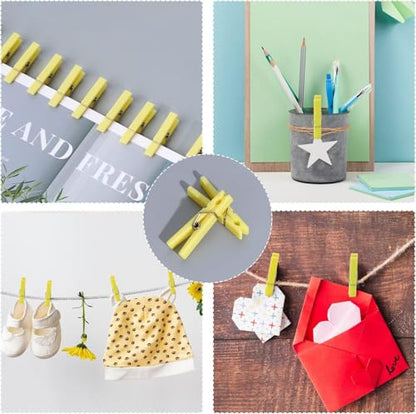 60Pcs Mini Clothespins for Baby Shower Games Yellow Clothes Pins 1.4 Inch - color: Yellow