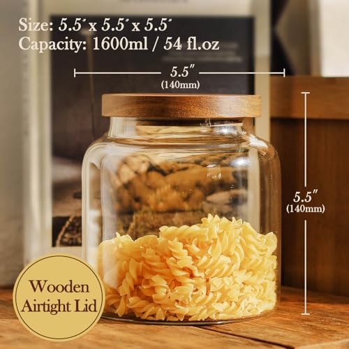 Labina Glass Jar with Wood Lid, Airtight Kitchen Storage Canister - size: C1: 54 Oz 1 pcs