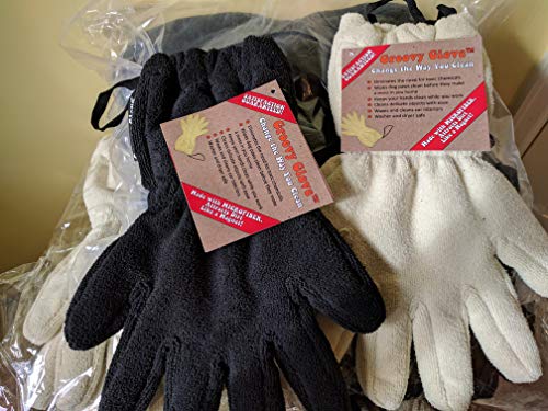 Quantum Mango , Groovy Glove Six Fingers Microfiber Gloves for Cleaning Home,Vehicles & Pet Use |Reusable Dusting Gloves for Easy Cleaning | Chemical-Free Eco Solution, Black ( one glove)