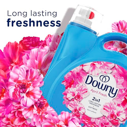 Downy Soft, 2 in 1 Soft and Fresh Liquid Fabric Softener, April Fresh, 44 fl oz, 60 Loads, Fabric Conditioner Liquid Provides Softness and Freshness for Fabrics - size: 44 Fl Oz (Pack of 1)