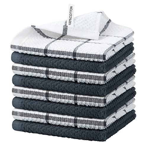 Nialnant 8 Pack Kitchen Towels, Dish Cloths for Washing Dishes - color: Grey, size: 12 x 12 in - 8PCS