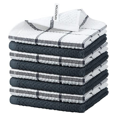 Nialnant 8 Pack Kitchen Towels, Dish Cloths for Washing Dishes - color: Grey, size: 12 x 12 in - 8PCS