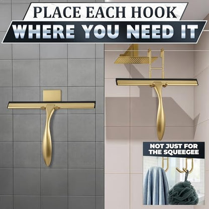 Gold Squeegee for Shower Glass, 10" Silicone Blade, Stainless Steel - color: Gold, size: 10 Inch