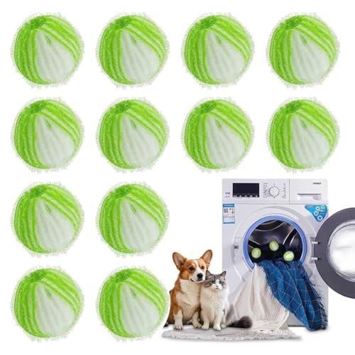Pet Hair Remover Balls for Laundry 12Pcs, Reusable Washing Balls Help Collect Dog & Cat Fur, Lint & Dander from Clothes, Bedding, Washer & Dryer (2colors) - color: 2colors