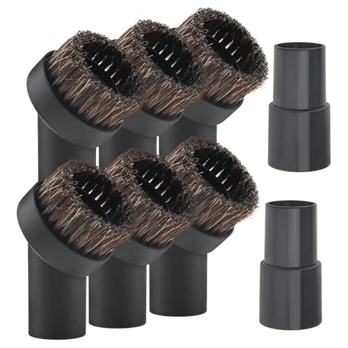Vacuum Brush Attachment,Horse Hair Round Dust Brush with Universal Adapter - size: 1.25 inch-6pcs