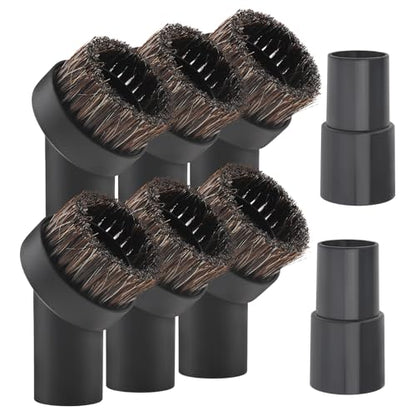 Vacuum Brush Attachment,Horse Hair Round Dust Brush with Universal Adapter - size: 1.25 inch-6pcs