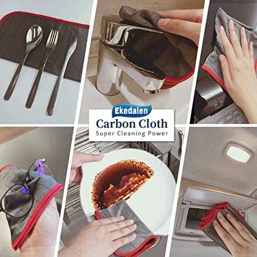 Ekedalen Microfiber Cleaning Cloth Lint Free Glass Polish, Red-Dark Grey - color: Red-dark Grey
