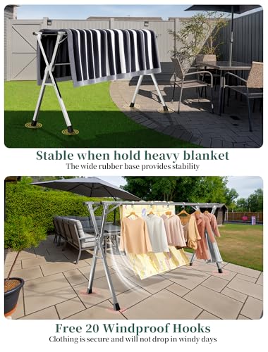Folding Stainless Steel Laundry Drying Rack 95 Inches - size: 95''