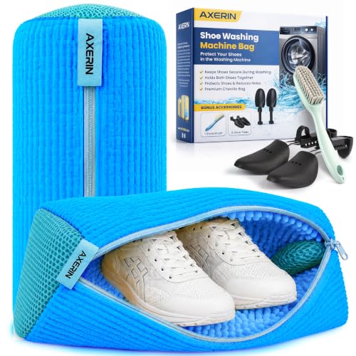 Shoe Washing Machine Bag for Washer and Dryer – 2pc Reusable Shoe Cleaning Bag for Sneakers & Tennis Shoes - color: BLUE