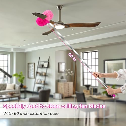 CALBEAU Pink Ceiling Fan Cleaner Duster, Ceiling Fan Duster Kit, 13PCS - color: Pink